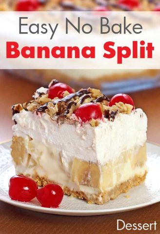 Easy No-Bake Banana Split Dessert Recipe.